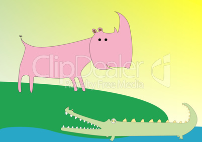 crocodile and rhino