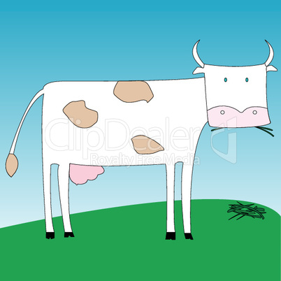 a cow eating grass