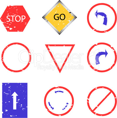 grunge traffic sign stamps