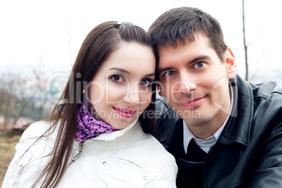 beautiful young love couple in city Prague