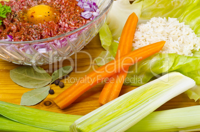 Golombki -  Polish stuffed cabbage leaves. (Ingredients)