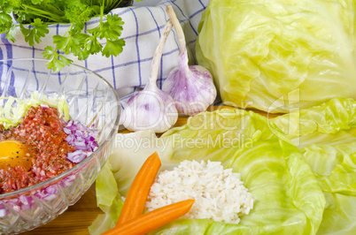 Golombki -  Polish stuffed cabbage leaves. (Ingredients)