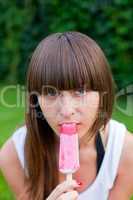 Sad girl eating icecream