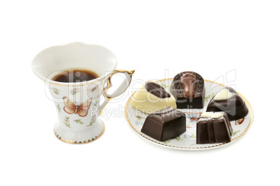 cup coffee and candies