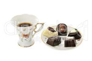 cup coffee and candies