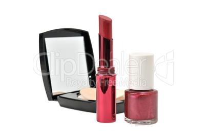 face powder, lipstick, enamel