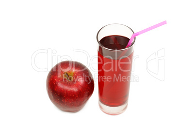 Glass with juice and apple