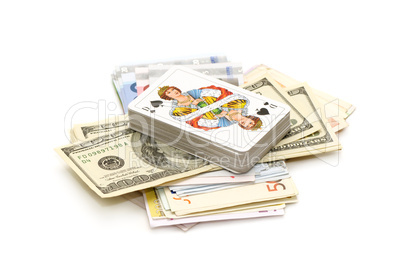 money and playing cards