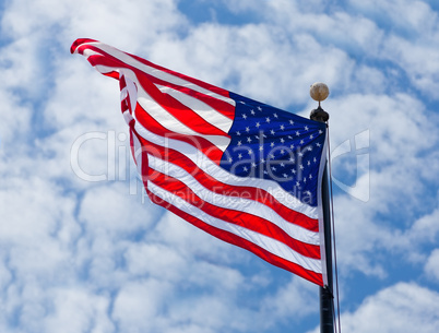 USA flag waving on the wind