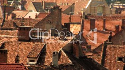 Old city roofs during heatwave