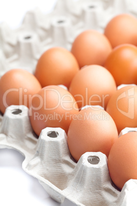 eggs in the package  isolated on a white