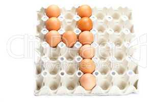 eggs as the number four  isolated on white