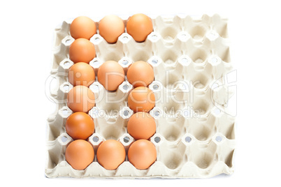 eggs as the number six  isolated on white