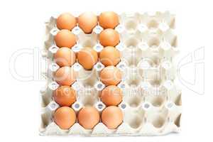 eggs as the number eight  isolated on white