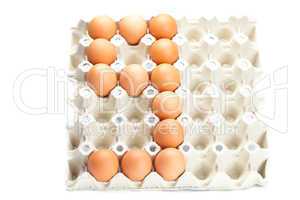 eggs as the number nine  isolated on white