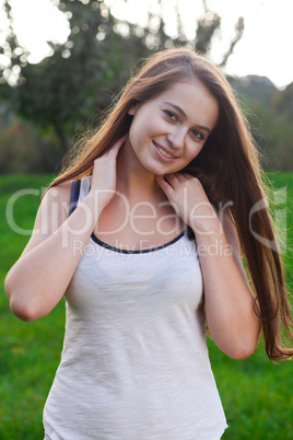 portrait of a beautiful young woman  outdoor