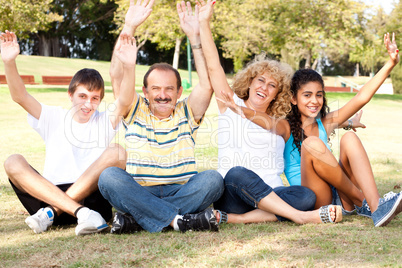 Young family having fun in the nature