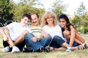 Family having fun in countryside