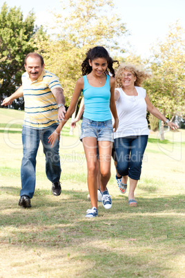 Young family having fun