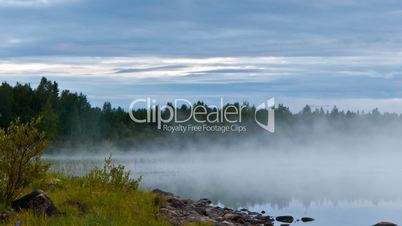 mist over the lake, timelapse