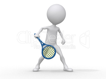 3d abstract human playing tennis