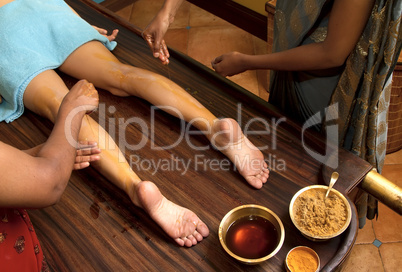 traditional indian ayurvedic oil foot massage