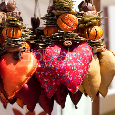 collection of dried fruit, vegetables and seasonings and hearts