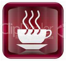 Coffee cup icon dark red, isolated on white background