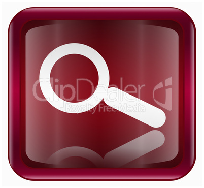 magnifier icon dark red, isolated on white background