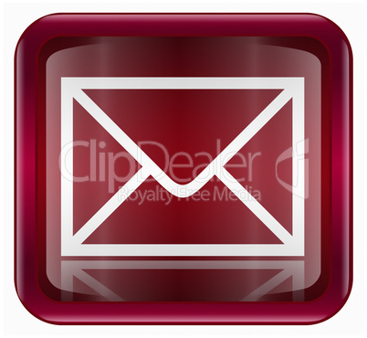 postal envelope icon dark red, isolated on white background