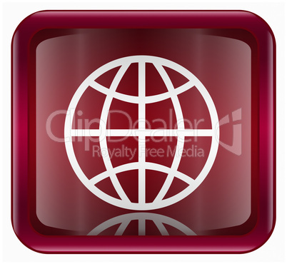 Globe icon dark red, isolated on white background