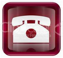 Phone icon dark red, isolated on white background