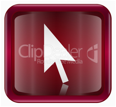 Cursor icon dark red, isolated on white background