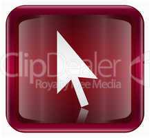 Cursor icon dark red, isolated on white background