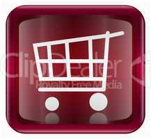 shopping cart icon dark red, isolated on white background