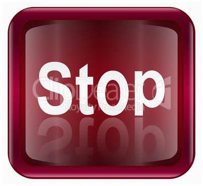Stop icon dark red, isolated on white background