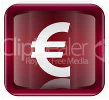 Euro icon dark red, isolated on white background