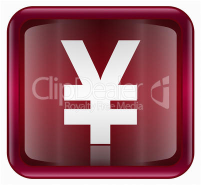 Yen icon dark red, isolated on white background