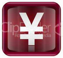Yen icon dark red, isolated on white background