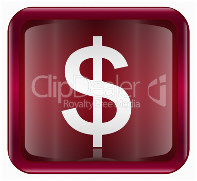 Dollar icon dark red, isolated on white background