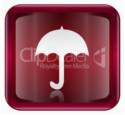 Umbrella icon dark red, isolated on white background