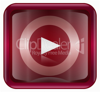 Play icon dark red, isolated on white background