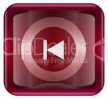 Rewind Back icon dark red, isolated on white