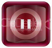 Pause icon dark red, isolated on white background