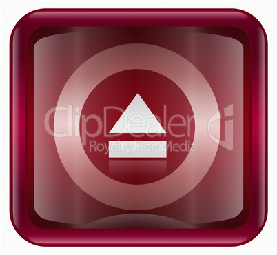 Eject icon dark red, isolated on white background
