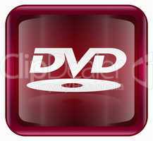 DVD  icon dark red, isolated on white background