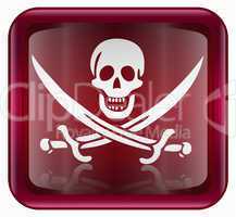 Pirate icon red, isolated on white backround