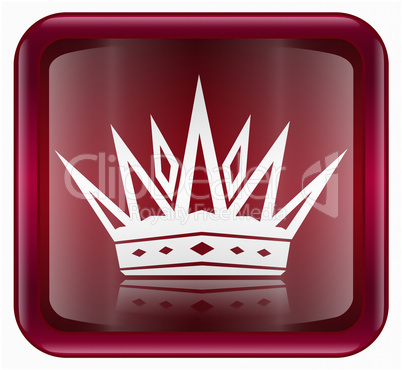 Crown icon red, isolated on white background