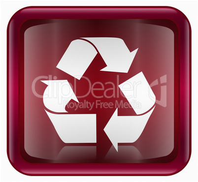 Recycling symbol icon red, isolated on white background