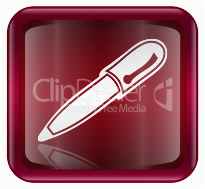 Pen icon red, isolated on white background